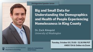 Watch: Dr. Zack Almquist on understanding the health of people experiencing homelessness | Oct 3, 2023